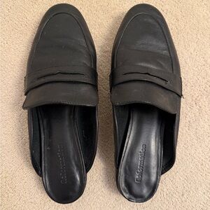 Reformation Black Leather Mules